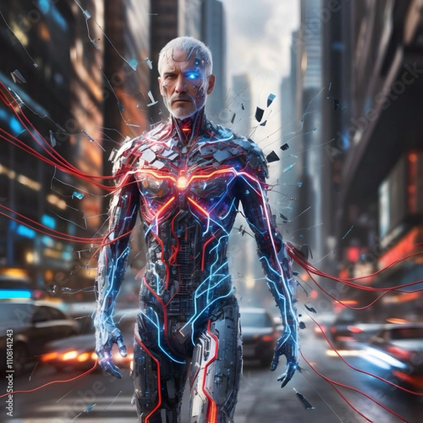 Fototapeta Photorealistic illustration of an android.  