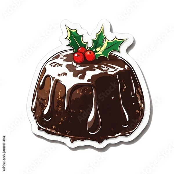 Obraz A delightful baby reindeer sticker with a red bow