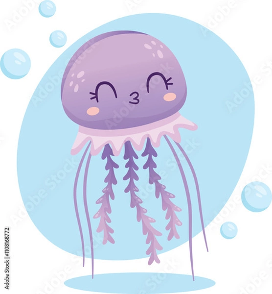 Obraz Cute gradient vector jellyfish illustration for kids