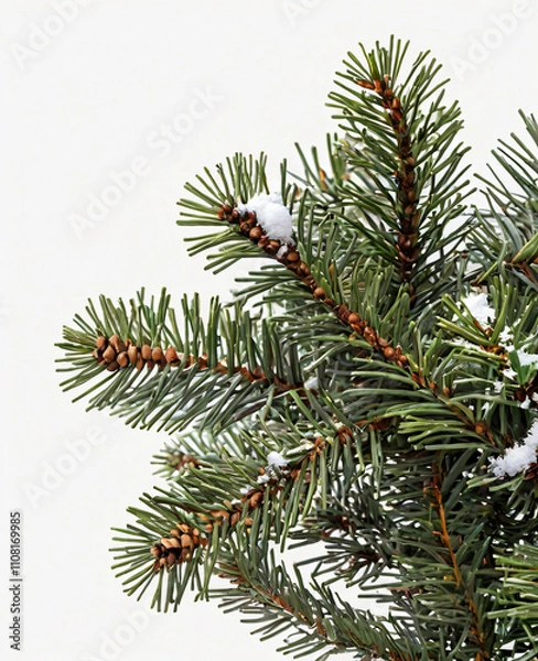 Fototapeta christmas tree branches with cones