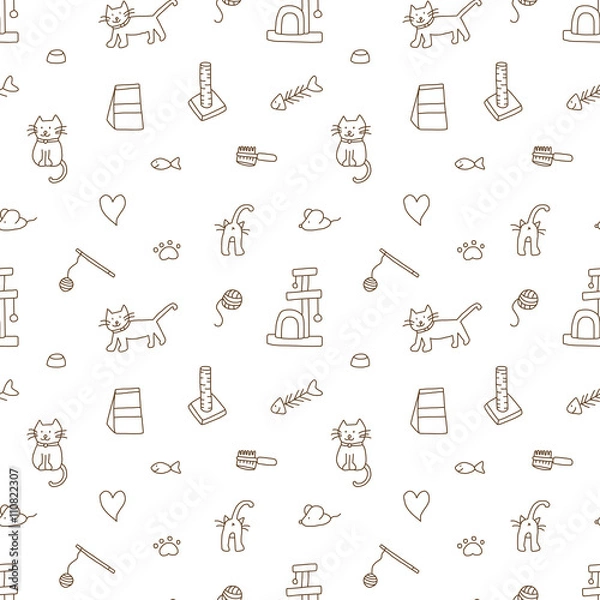 Fototapeta Cat stuff doodle