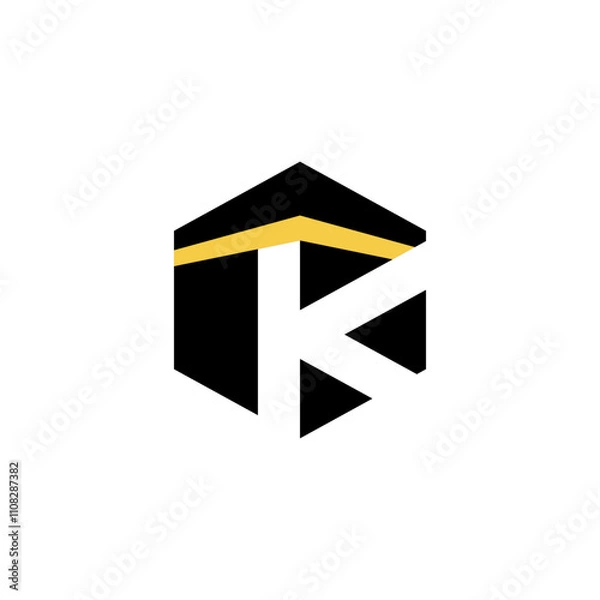 Fototapeta The logo is an illustration of the image of the letter K Kaaba, Mecca.