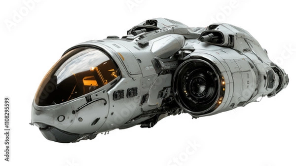 Obraz Futuristic spaceship floating with transparent background