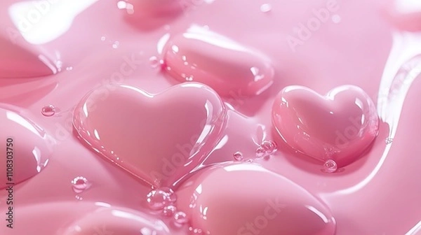 Fototapeta Soft Pink Hearts Abstract Background Illustration 