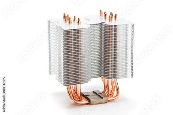 Fototapeta Processor cooler with heat pipe on white background