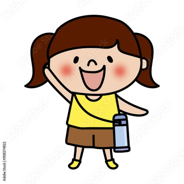 Fototapeta 水筒を斜め掛けする子供（女の子）