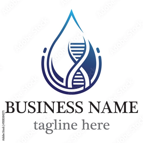 Fototapeta Water Drop And DNA Helix Logo