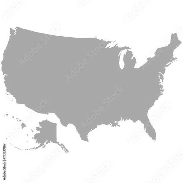 Fototapeta USA map in dark gray on a white background