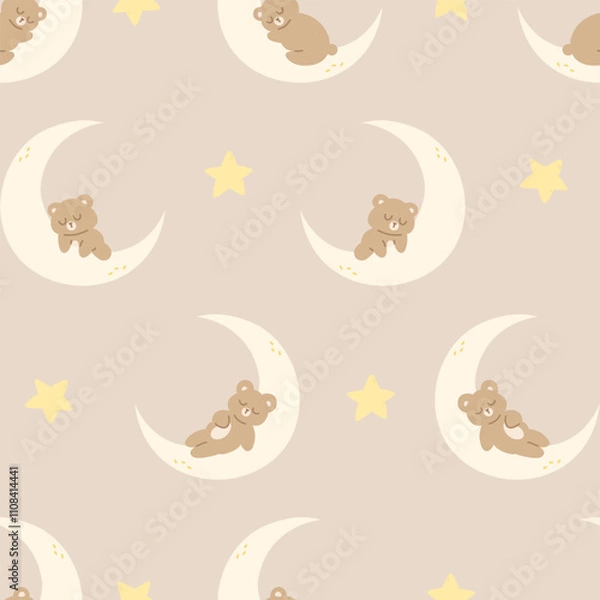 Fototapeta Seamless pattern good night bear