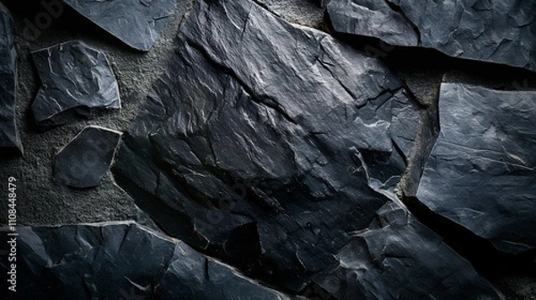 Fototapeta High-resolution photography of rustic black stone surfaces with natural imperfections.