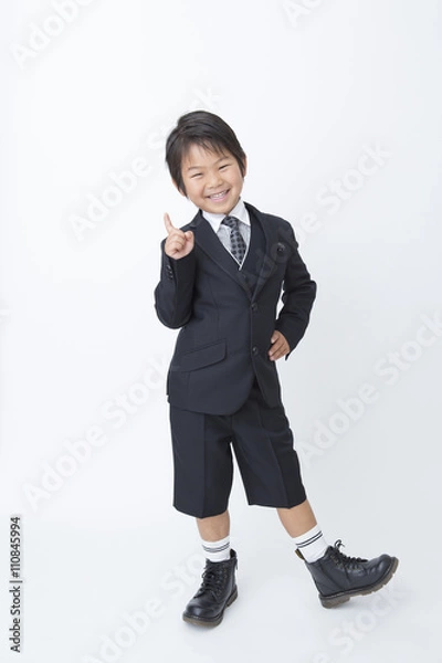 Fototapeta 新学期の男の子　白背景