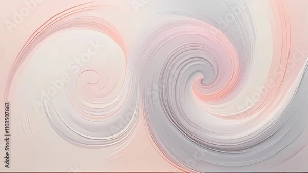 Fototapeta Modern Swirl Design with Pink and Peach Tones on Cream Canvas