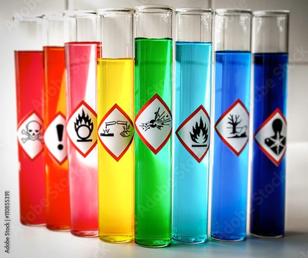 Obraz Aligned Chemical Danger pictograms - Explosive