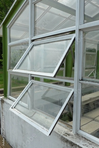 Fototapeta The closeup view of greenhouse framework at park