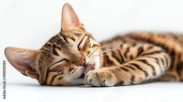 Obraz lovely exotic cat on white background