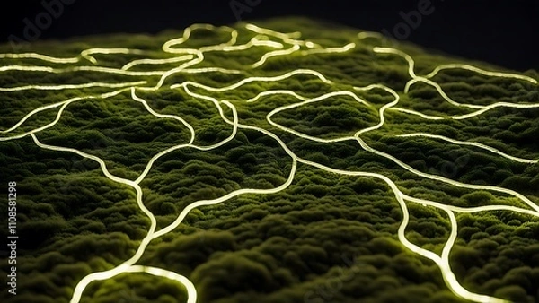 Obraz A neon-lit forest filled with bioengineered plants emitting multicolor lights, creating an ethereal ambiance.
