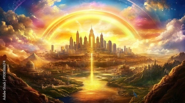 Obraz Artistic portrayal of the Heavenly Canaan, reflecting spiritual aspirations.
