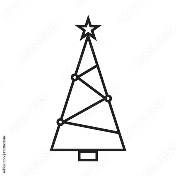 Obraz A Christmas tree icon vector on white background