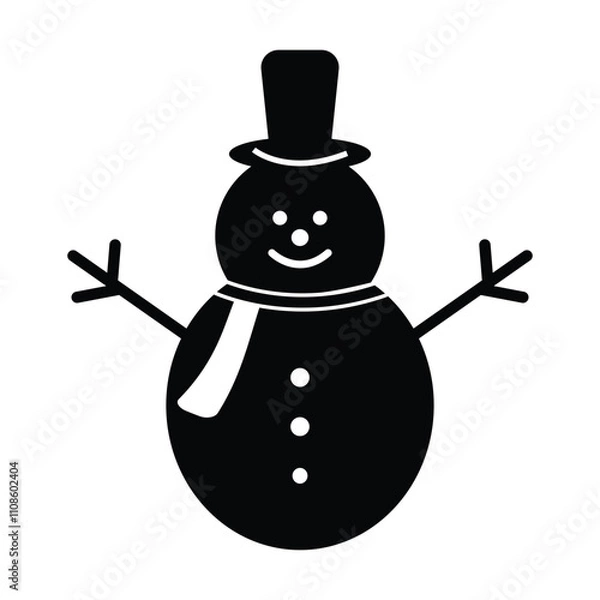 Obraz Christmas winter cold snowman icon vector on white background