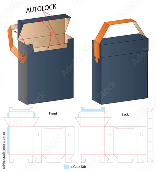Obraz Box packaging die cut template design. 3d mock-up