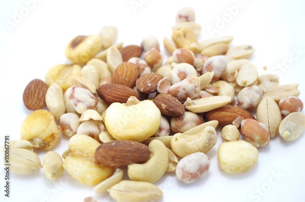 Fototapeta ミックスナッツ　白背景