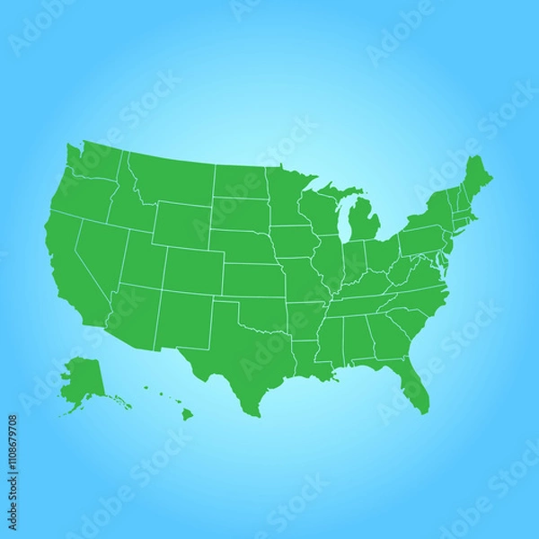 Fototapeta United states of america vector map, editable blank vector map of USA