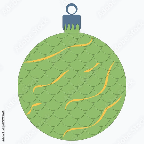 Fototapeta New Year's ball for the tree in the form of a snake skin. Holiday template for advertising.