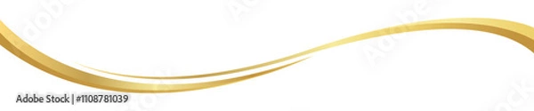 Fototapeta gold wave curve, golden wave corner shape for element, stripes ribbon golden graphic, striped gold
