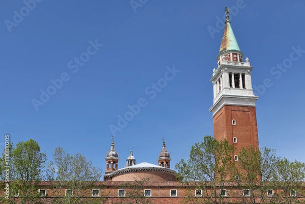 Fototapeta Back view of San Giorgio Maggiore, a 16th-century Benedictine church on the island of the same name