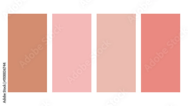 Obraz Burnt Sienna, Rose Quartz, Dusty Rose, Coral color palette. Set of bright color palette combination in rgb hex. Color palette for ui ux design. Abstract vector illustration for your graphic design