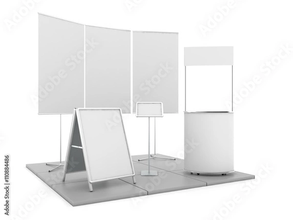 Obraz Blank trade show booth mock up. 3D rendering