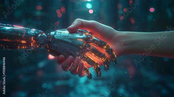 Obraz 人間とロボットの握手