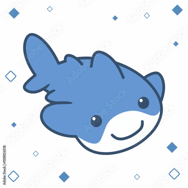 Obraz Cute Happy Whale Cartoon illustration Sticker emote Clip Art