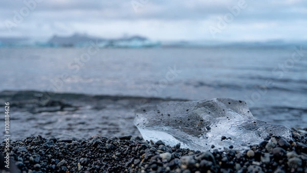 Obraz Close-up of piece of ice near glacier lake in Iceland. Jokulsarlon. Wild nature.
