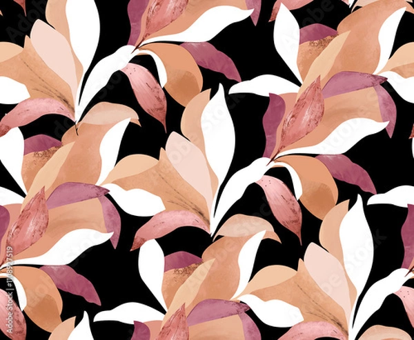 Obraz Abstract seamless pattern with plants, herbs and flowers