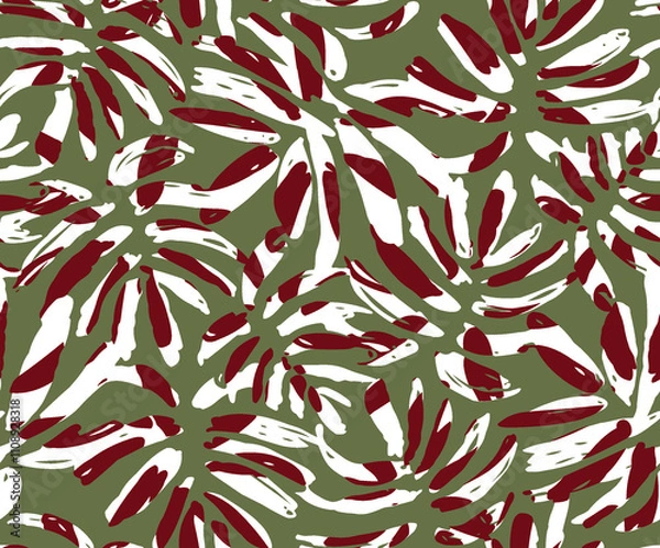 Fototapeta Abstract seamless pattern with plants, herbs and flowers