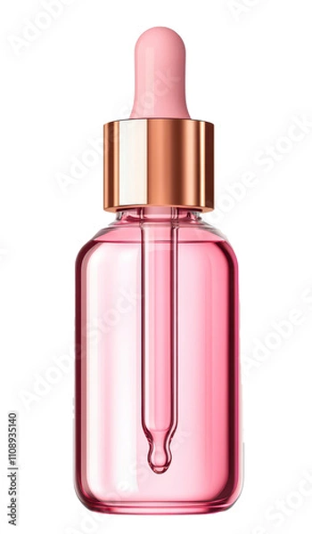 Obraz Beautiful pink glass serum bottle mockup