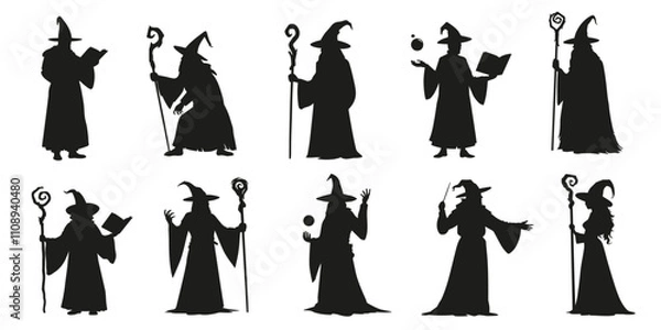 Obraz wizard silhouettes on the white background