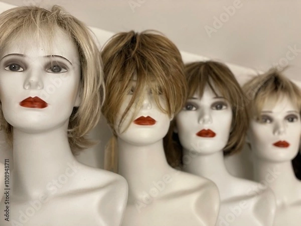 Obraz Female Mannequin heads with with wigs on