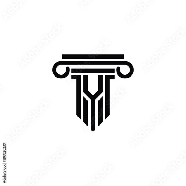 Fototapeta Letter Y logo design template with Column logo shape.