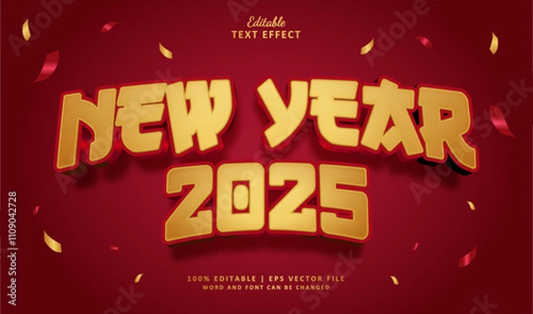 Fototapeta New Year 2025 Editable Text Effect Style 3d Bold Modern Theme Asian