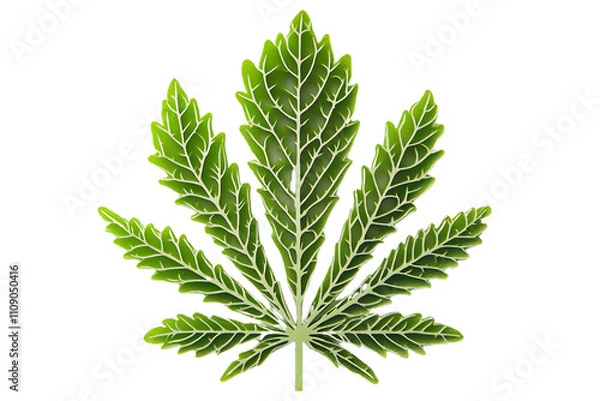 Fototapeta Cannabis Leaf: A vibrant, detailed close-up of a cannabis leaf, showcasing its intricate veins and rich green hues. This image is perfect for representing the plant's natural beauty, growth.
