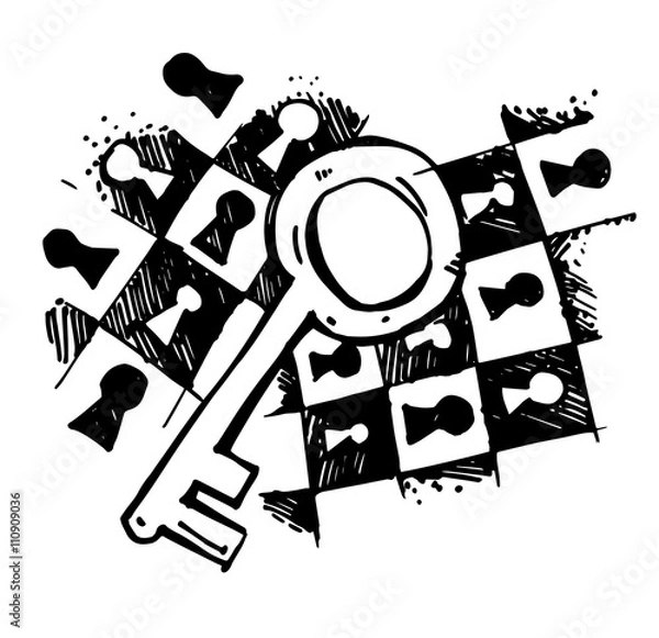 Fototapeta Escape chess with key