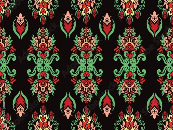 Fototapeta Seamless traditional background design. native pattern Tribal pattern graphics, black and white pattern