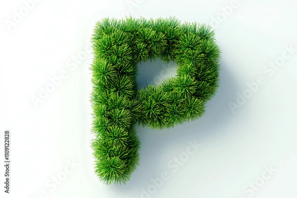 Obraz Green Christmas pine tree leaf Letter P Shaped
