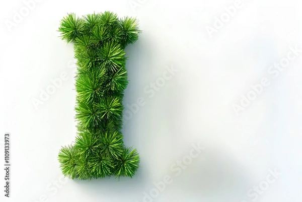 Obraz Green Christmas pine tree leaf Letter I Shaped