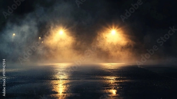 Obraz Abstract Empty Street Scene Background with Colorful Spotlights