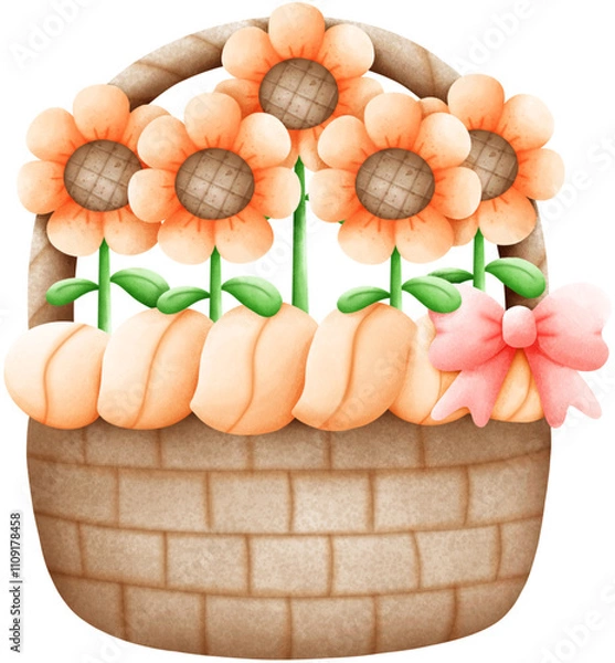 Obraz Sunflower woven basket