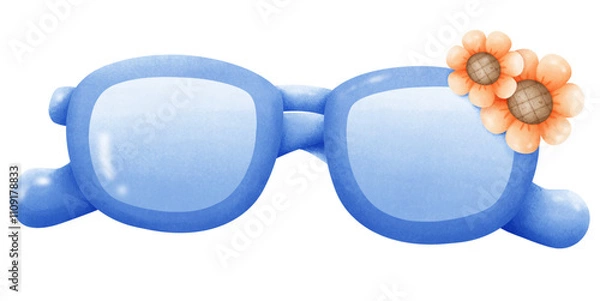 Obraz Blue sunglasses with sunflowers