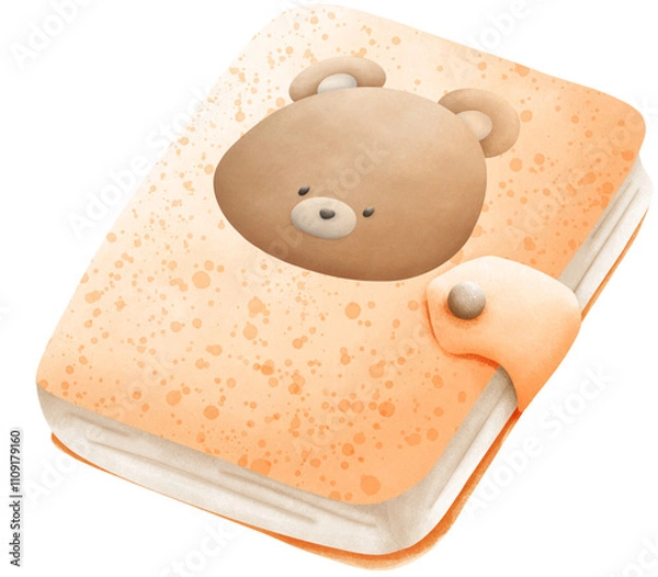Obraz Orange notebook with brown bear pattern